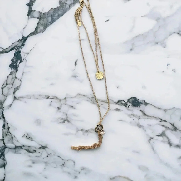 Bohemian Long Layered Tassel Gold Plated Drop Necklace - Picture 2 of 2